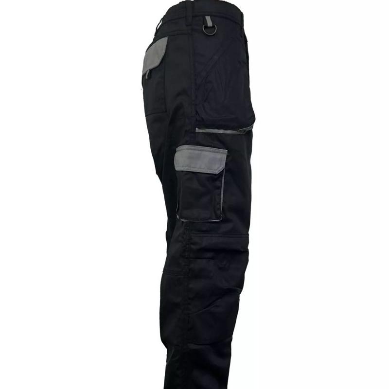 Mens Cargo Trousers Work trouser knee pad pocket Black Heavy Duty S-3XL - Pants, Menswear Plain 2