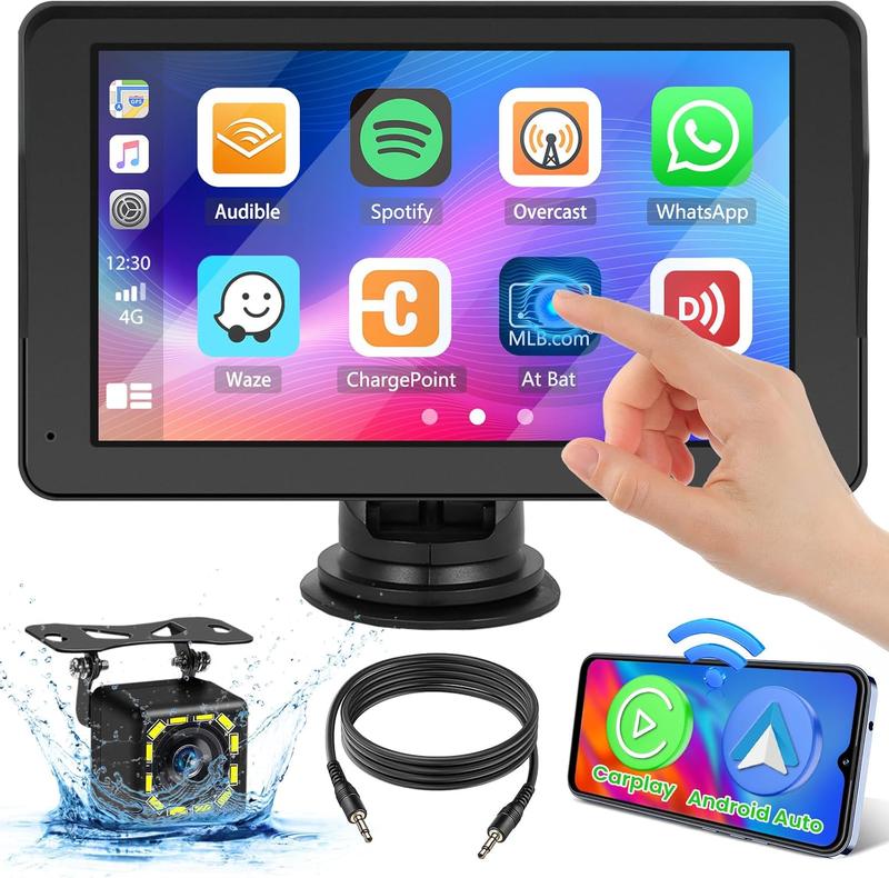【UK SELLER 】7" Portable Wireless Car Stereo for Apple Carplay & Auto Screen, HD TouchScreen Auto for Cars, Car ScreenCarplay, Car Radio Receiver with BT, FM,AUX, Back to School Supplies car playscreen dash camera 0