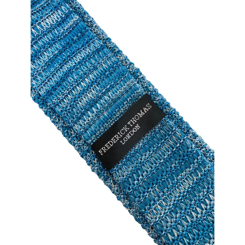 turquoise and white speckled mens knit-ted tie 2