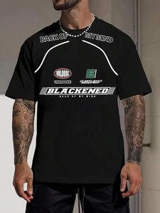 Men's Letter Print Round Neck Tee, Loose Casual Short Sleeve Crew Neck T-Shirt for Summer, Fashion Men's Top for Daily Wear, Tropical