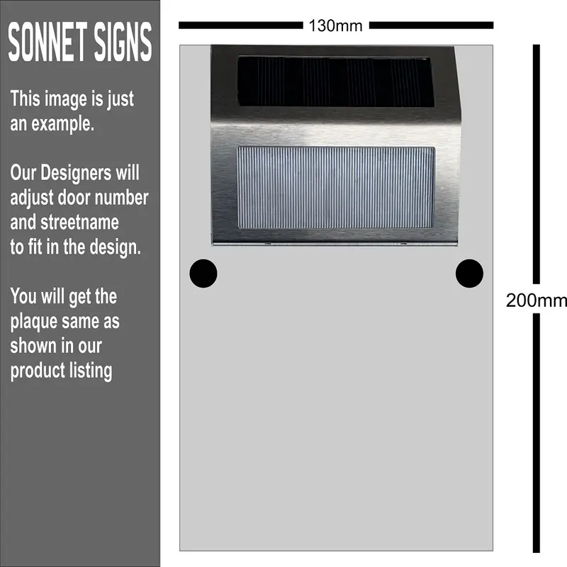 STYLISH LED SOLAR HOUSE SIGN PLAQUE DOOR NUMBER STREET NAME CUSTOMISED SIGN 6
