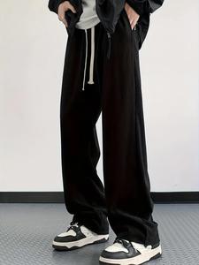 Men's Solid Corduroy Pants, Loose Casual Comfy Straight Leg Trousers for Spring & Fall, Men's Bottoms for Daily Wear, Beige