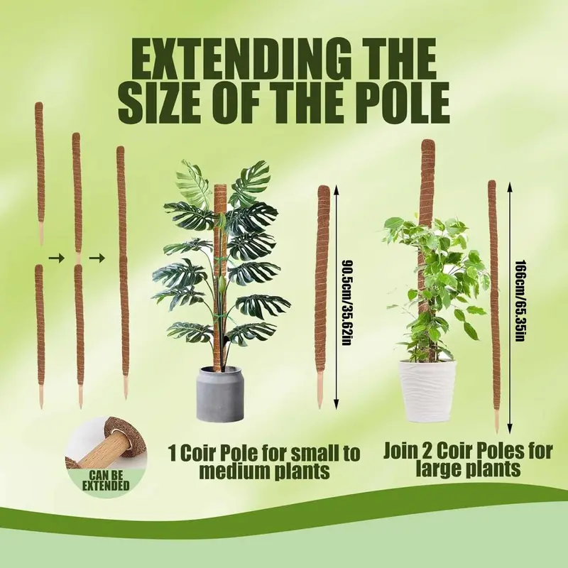 Moss Pole 80cm Coir Totem Pole Moss Stick Plant Support Totem Pole Plant Climbing Coco Coir Poles for Creepers Climbing Plant 2