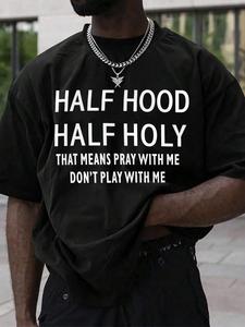 Men's Slogan Print Round Neck Tee, Loose Casual Short Sleeve Crew Neck T-Shirt for Summer, Fashion Men's Top for Daily Wear