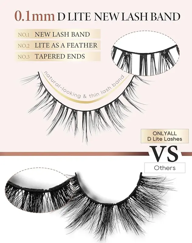 Natural Lashes Short Eyelashes Wispy Natural Look Soft False Eyelash Fake Eye Lash Faux Mink 7 Pairs D2(6MM-10MM) 2