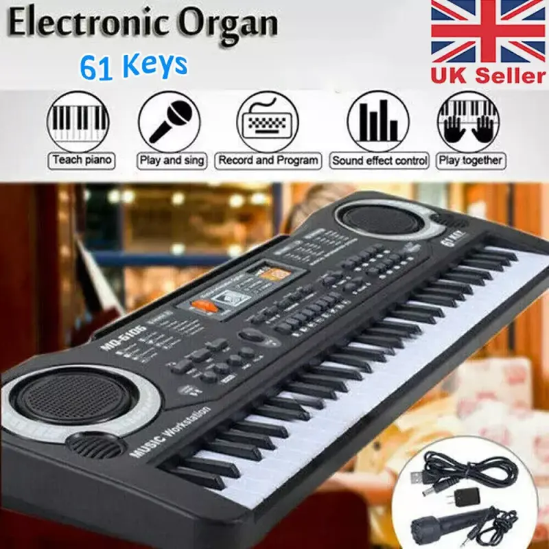 61 Key Electric Digital Piano Musical Beginner Electronic Keyboard Instrument UK 0