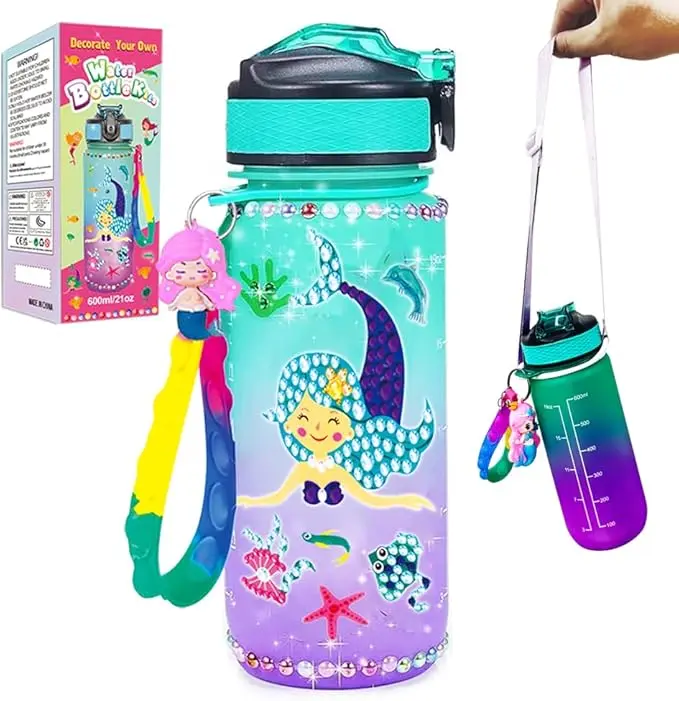 KIDS LUNCH BOX & WATER BOTTLE: Lunch Box, 1400ml Leakproof Bento Box | DIY Water Bottle,New Upgrade Drinks Bottle Gem Diamond Painting Crafts Kit Suit 4-10 Age Tableware 5