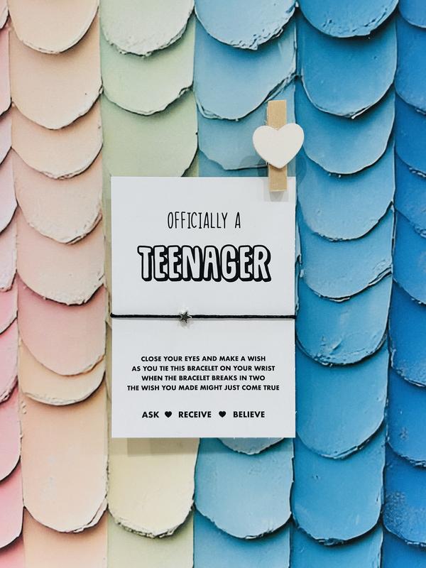 Teenager wish string bracelet Teenager gift 13th birthday gift Present for turning 13 Gift for becoming a teenager Teenage present Teenager card Teenager bracelet 13th birthday gift 13th birthday card Officially a teenager gift 4