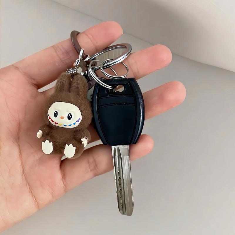 Fashion key rings cute labubu keychain for Hand bag car backpark teddy kawaii accessories gift beaded keychains labubu keychain bag soy milk phone trap toys clips labu  bubag  charm handmade lanyard 6