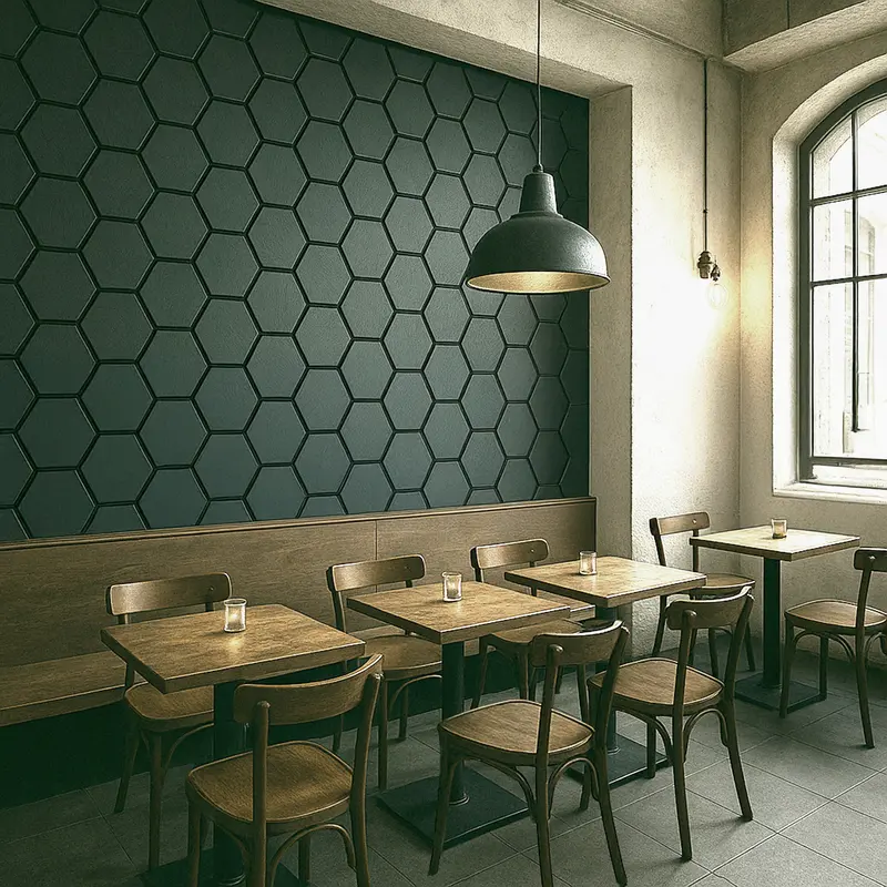 ALUXO Set of 4 Acoustic 3D HEXAGON MDF Wood Oak Walnut Wall Panel 700x600mm 4 Colour Box 7