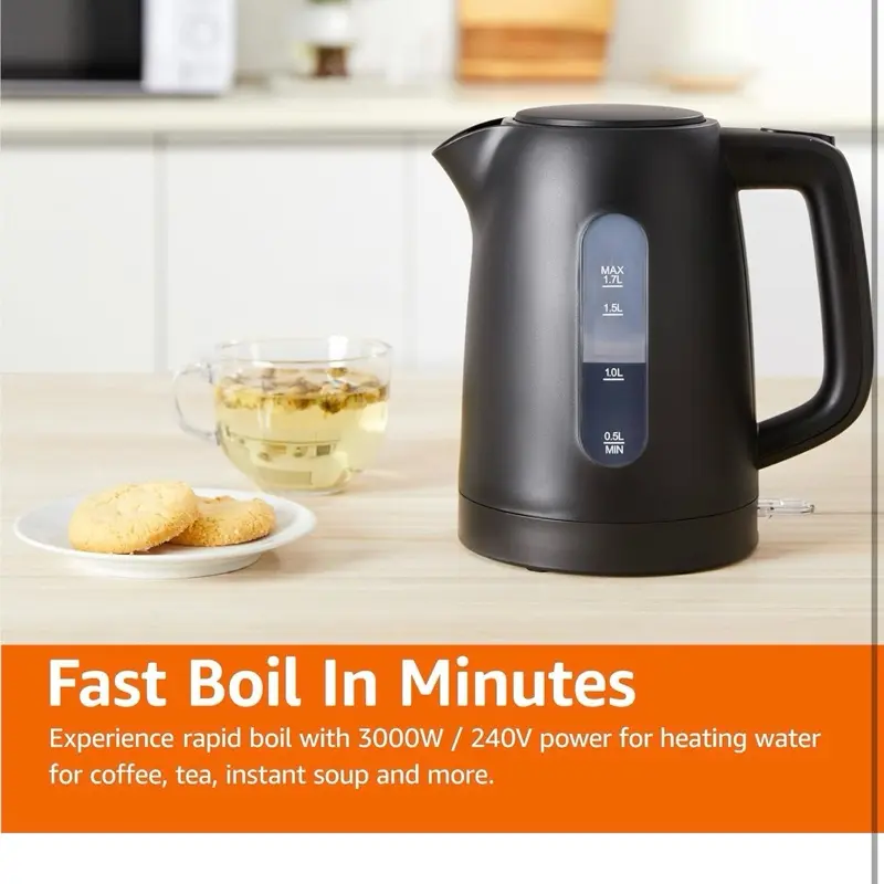 Amazon Basics Electric Kettle 1.7L, 3000 W, BPA-Free with 360° Base, Auto... 6