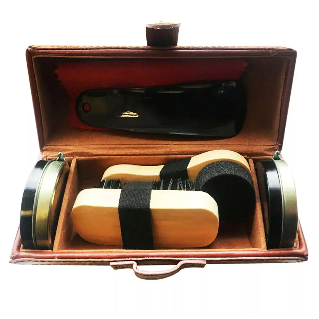 Shoe Cleaning Care Kit Set for Black & Brown Leather Shoes with Polish Brushes & Travel Case | Shine & Protect Footwear | Compact Shoe Polish Set for Men Women | Perfect for Travel, Office, Gifts | Autumn Winter Shoe Care Kit Essentials UK