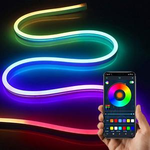 LED Neon Rope Light, 1 Count USB Powered Flexible LED Rope Light with App Control, Waterproof Music Synchronized Game LED Neon Strip Light for Bedroom