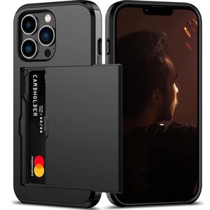 Card Slot Phone Case, 1 Count Double Layer Shockproof Phone Case with Card Holder, Phone Cases for iPhone 13 14 Pro Max