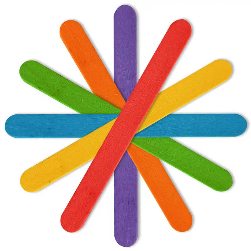 Vinsani 100 / 300 / 500pcs Coloured Wooden Lolly Sticks – Smooth Craft Popsicle Kids Lollipop Sticks - Perfect for Desserts (Ice Creams, Cakesicles, Lollypops), Kids DIY Art Project and Crafts – 11.2 X 1CM 7