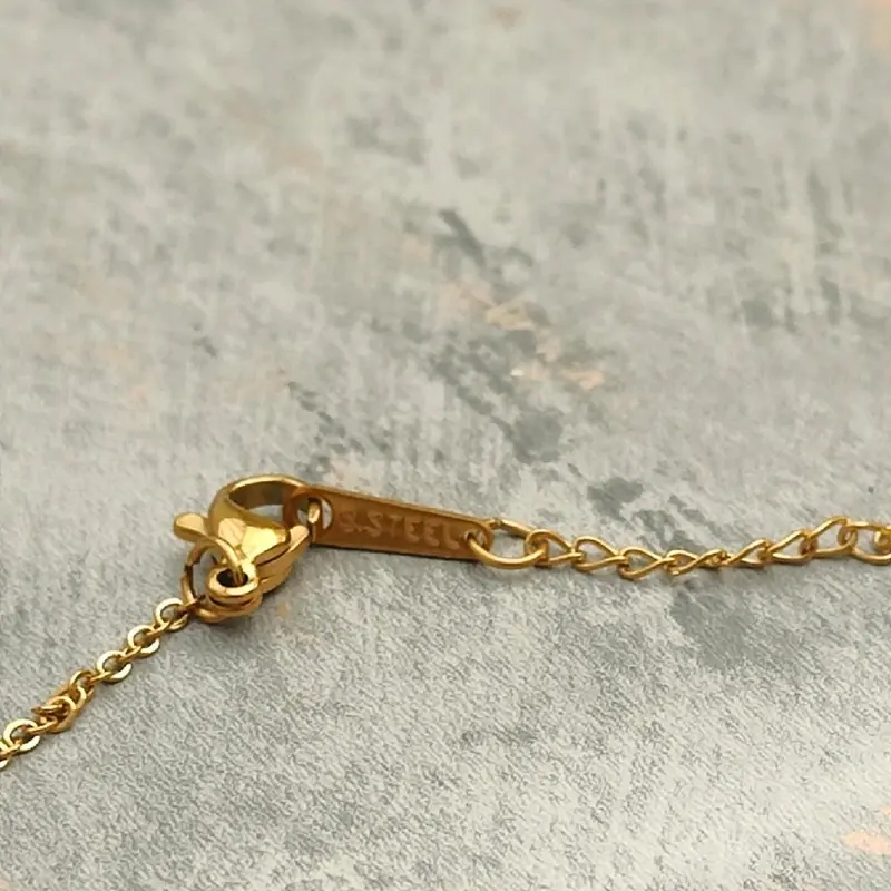 18K Gold Plated Necklace with Pearl Diamond Pendant 3
