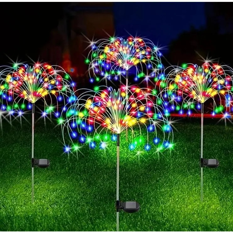 Solar Powered Firework Shaped LED Light, 1 Count Waterproof Outdoor Dandelion Lawn Lamp, Garden Decoration Fairy Lights for Patio Garden Decor, Decorative Outdoor Lighting