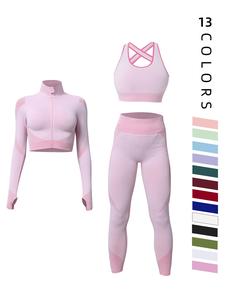 Women's Colorblock Zip Up Shapewear Set, Casual Comfy Crop Jacket & High Waist Leggings & Bra for Outdoor Wear, Summer Outfits 2024, Women's Shapewear Set for Spring & Fall,  Shapewear for Women