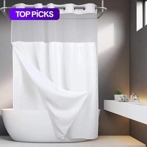 Waffle Pattern Shower Curtain, 1 Count Double Layer Waterproof Shower Curtain, Removable Shower Curtain with Snaps, Bathroom Supplies #TOP PICKS, Shower Essentials