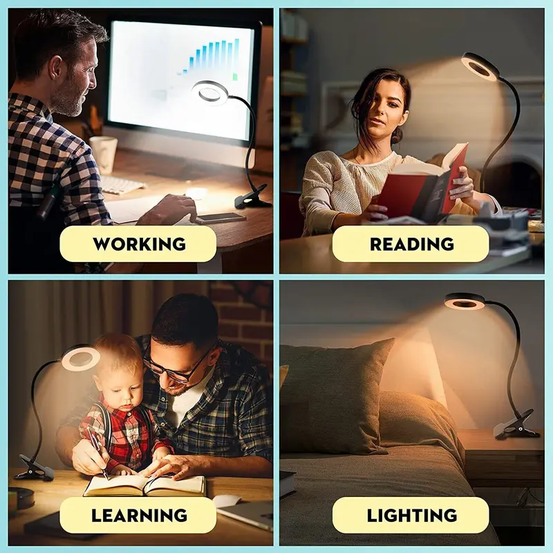 48 LED USB Clamp Clip On Desk Light - Flexible Bed Reading Table Study Night Lamp (3 Colors) 1