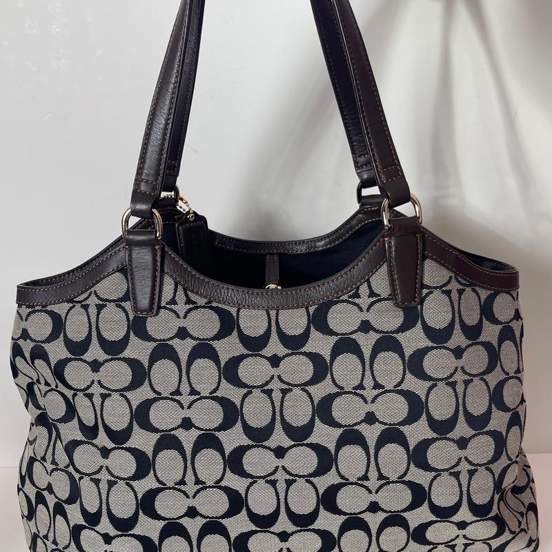 Pre-Owned Coach Devin Signature Croc-Stripe Shoulder Bag 1