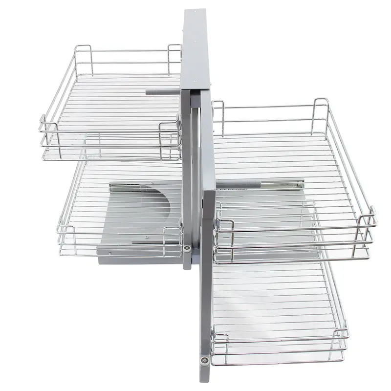 KuKoo Magic Corner Pull Out Kitchen Cupboard Drawers - Left Hand Metal Organiser 2
