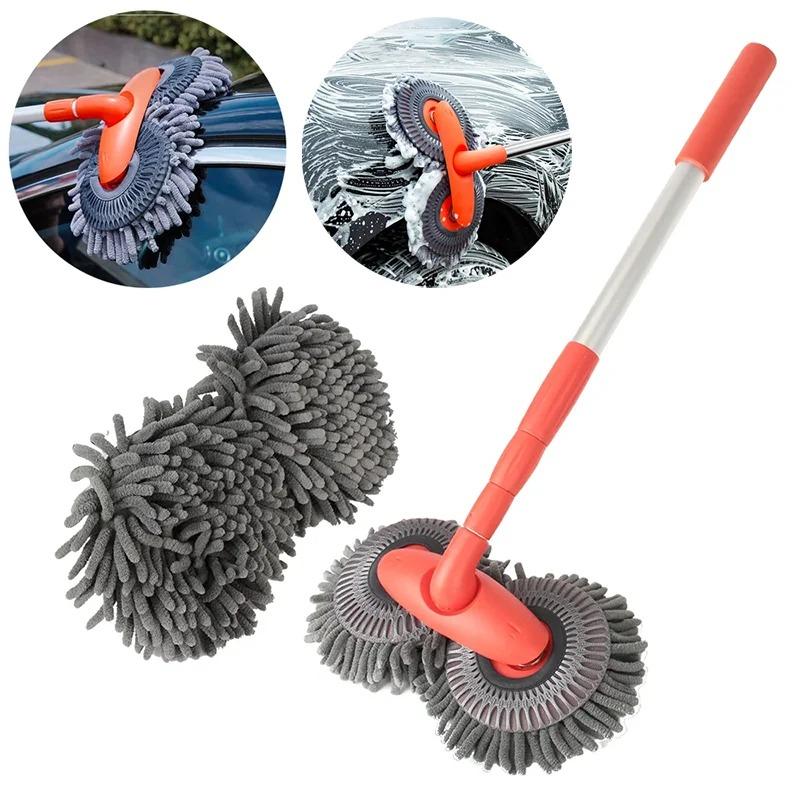 Double-Headed Car Wash Mop – Telescoping 3-Section Foam Brush for Roof, Windows & Vehicle Cleaning 1