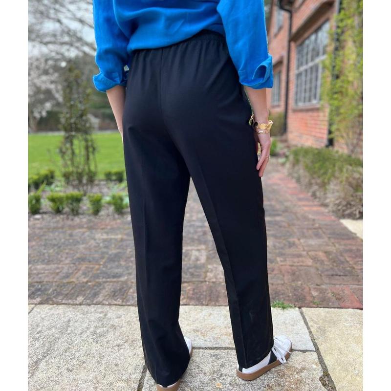 Black Stretch Waist wide leg Trousers 3