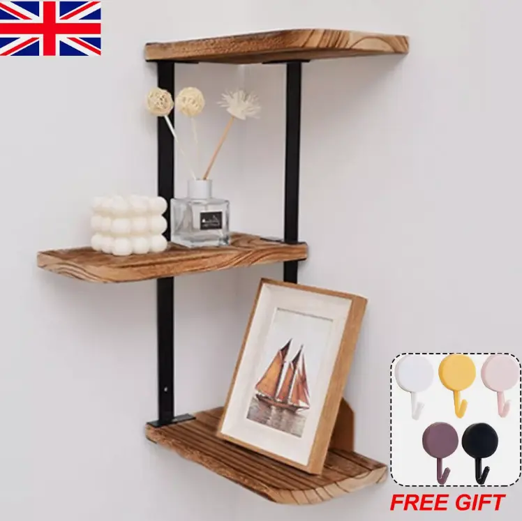3 Tier Lucca Corner Shelf Modern Floating Wall Shelves Storage Display Shelving 2