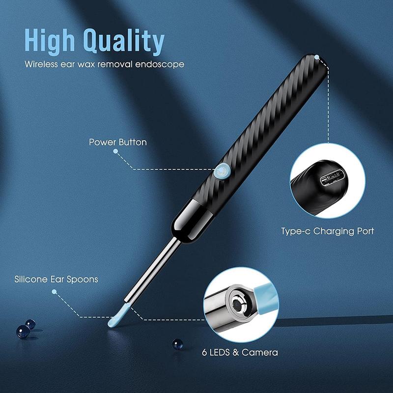 Product Introduction of Ear Wax Removal - Earwax Remover Tool with 8 Pcs Ear Set - Ear Canal Cleaner with 1080P Camera - FSA HSA Eligible - Ear Cleaning Kit with 6 Ear Spoon - Ear Camera for iOS & Android (Black) 6