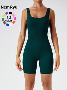 Women's Solid One-piece Sports Bodysuit, Matching Biker Riding Romper Bodysuit, Push Up Sportswear, Summer Outfits 2024, Fitness Bodysuit, Tummy Control, Workout Gym Clothing