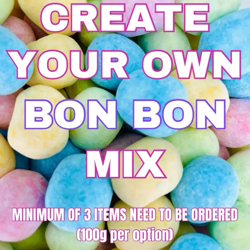 Create your own bon bon mix / ADD A MINIMUM OF 3 FILLINGS TO YOUR BASKET / each option is 100g / All fillings will be mixed in the same bag!