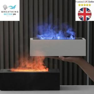 Flame Mist Humidifier + Fragrance Diffuser. The Beachwaves23  Exclusive - Pinnacle of Luxury Fragrance Diffusers. 200ml Capacity,Ultrsonic Led. Add Your Essential Oil. Auto Shut Off.  Serene Beauty and Boosted Air Quality. Uk Brand, Gifts, Home Office