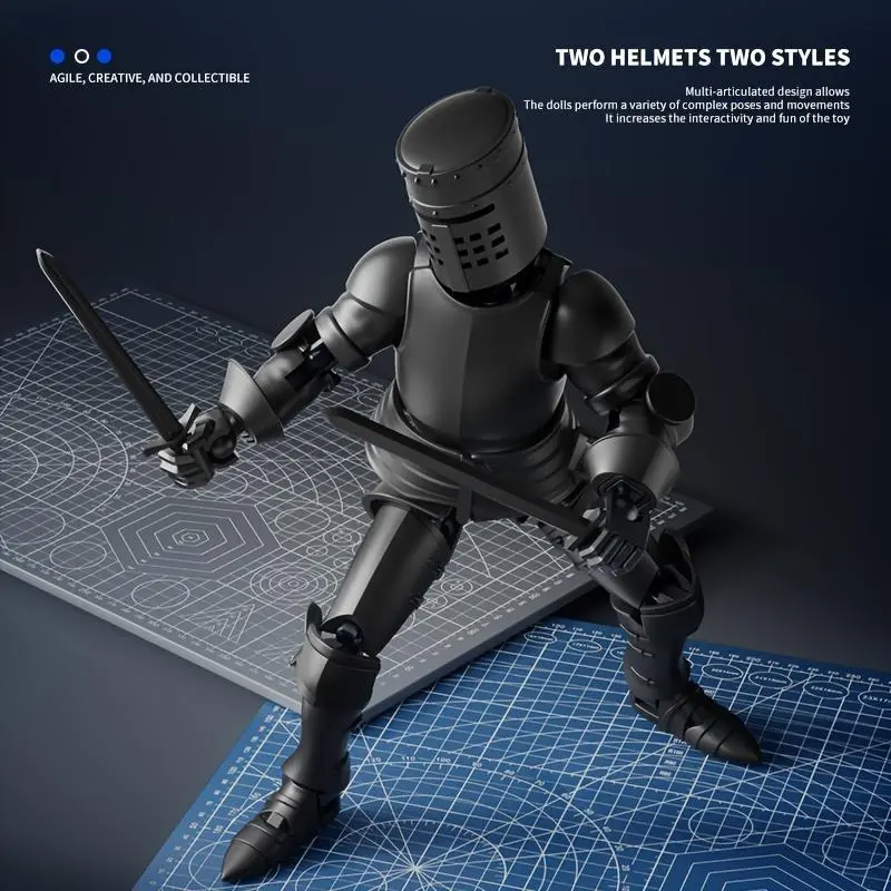 Action Figure Of NeslGenc Dummy-13 Armored Robot, T13 Multi-joint Figure, Knight Figure Desktop Toy With Weapons And Shield 7
