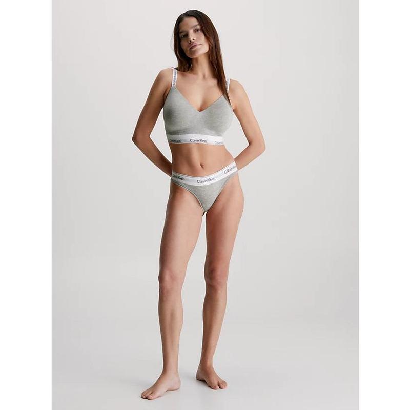 Calvin Klein Women's Lightly Lined Modern Cotton Full Cup Bralette - Grey Heather Breathable Comfort 4