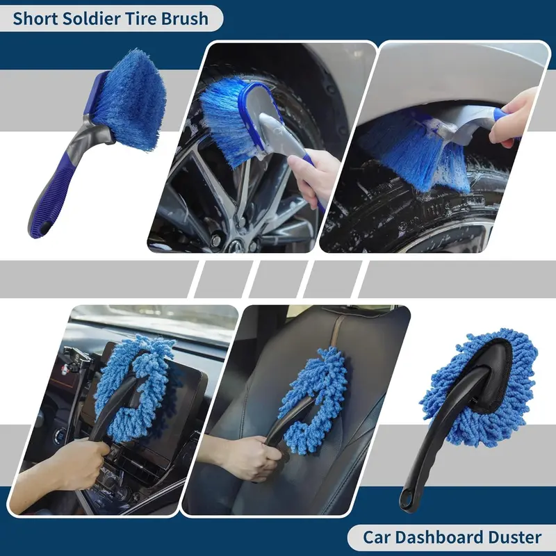 29 Piece car detailing kit, car cleaning kit for Cleaning Wheels, Interior, Exterior, Leather, Dashboard, Vents (Blue)… 3