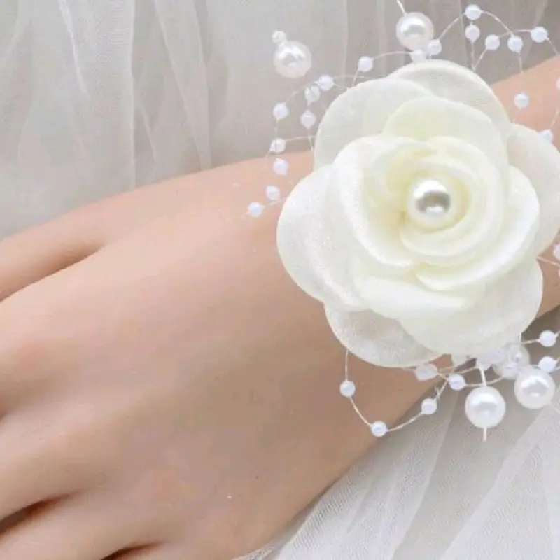 1pc Elegant Ivory Bridal Wrist Corsage Wedding Bridesmaid Party Accessory Valentine's Day Valentines 0