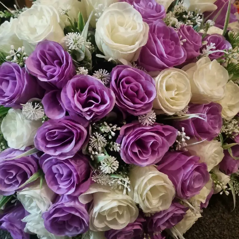 24pcs Light Purple and White Artificial Flowers Bunch - Home Decorative 0
