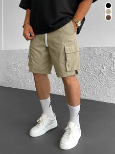 Men's Solid Flap Pocket Cargo Shorts, Regular Fit Casual Fashion Drawstring Waist Shorts for Summer, Men's Bottoms for Daily Wear, Outdoor Shorts