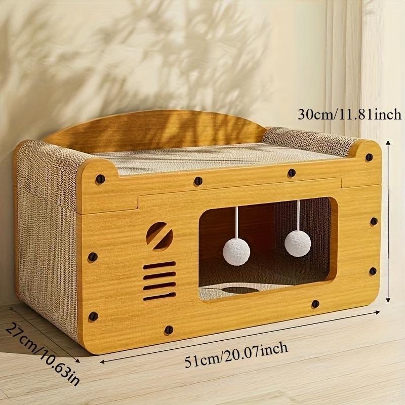 1Set Luxury Large Cat Scratcher with Whiskers - High Aesthetic, Multi-Level Fiberboard Cat Apartment with Hanging Toys & Cozy Bed, Ideal for All Cat Sizes, Perfect Winter Gift, Cat Lover Gifts 6