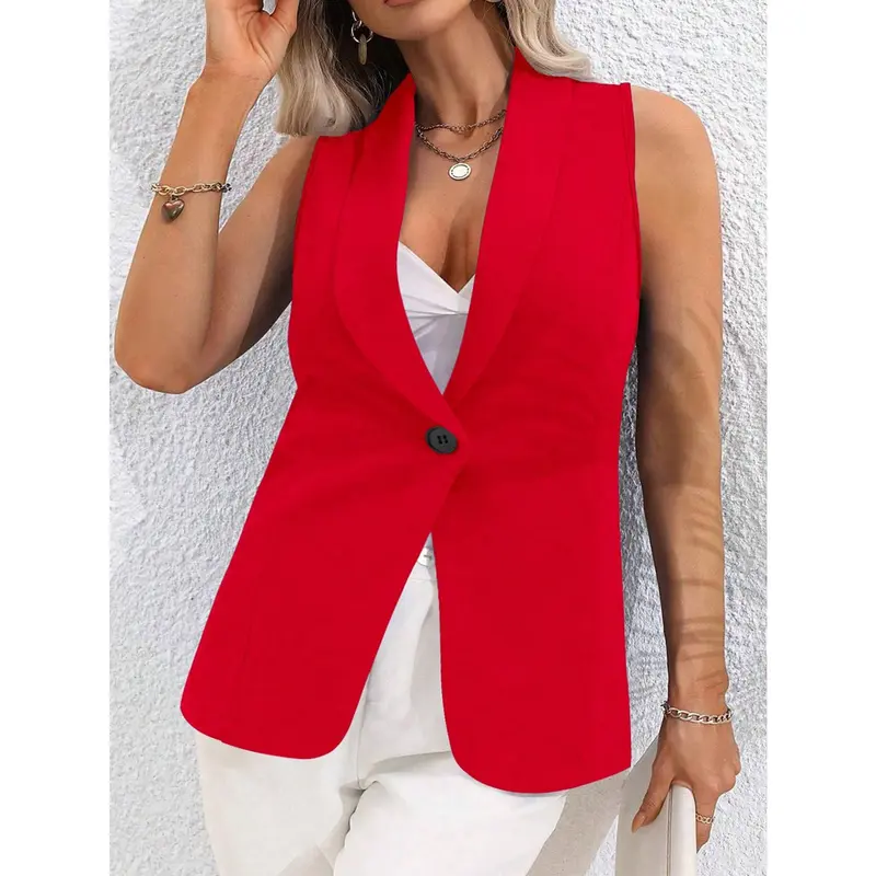 Franclia Plus Size Women's Simple Solid Color Sleeveless Vest For Daily Wear For New Year Clothes 5