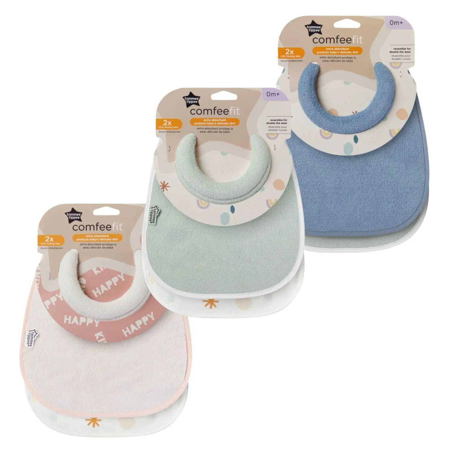 Tommee Tippee Comfee Fit Milk Feeding Bibs - Assorted Designs (Pack of 2)