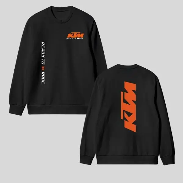 Bold Orange Logo with Ready to Race Slogan Sweatshirt, Tshirt, Hoodie, KTM Racing Shirt, Comfortable Unisex Pullover for Motorsport Enthusiasts , Perfect for Everyday Wear and Racing Fans 2