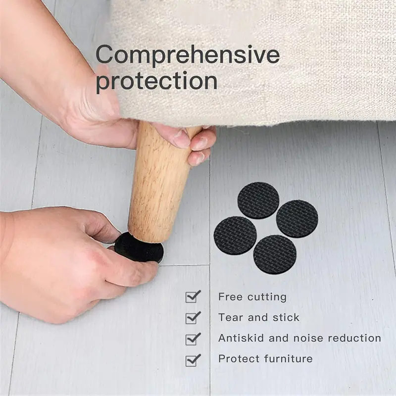 60 Pcs Furniture Feet Pads, Non-Slip Rubber Furniture Pads, Self Adhesive Table Chair Leg Floor Protectors, Round Square Rubber Feet for Chair Legs, Tiled, Carpet, Hardwood Floor Protectors 6