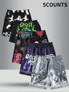 Men's All Over Print Shorts, Casual Comfy Breathable Shorts for Daily Wear, Mens Bottoms for Summer