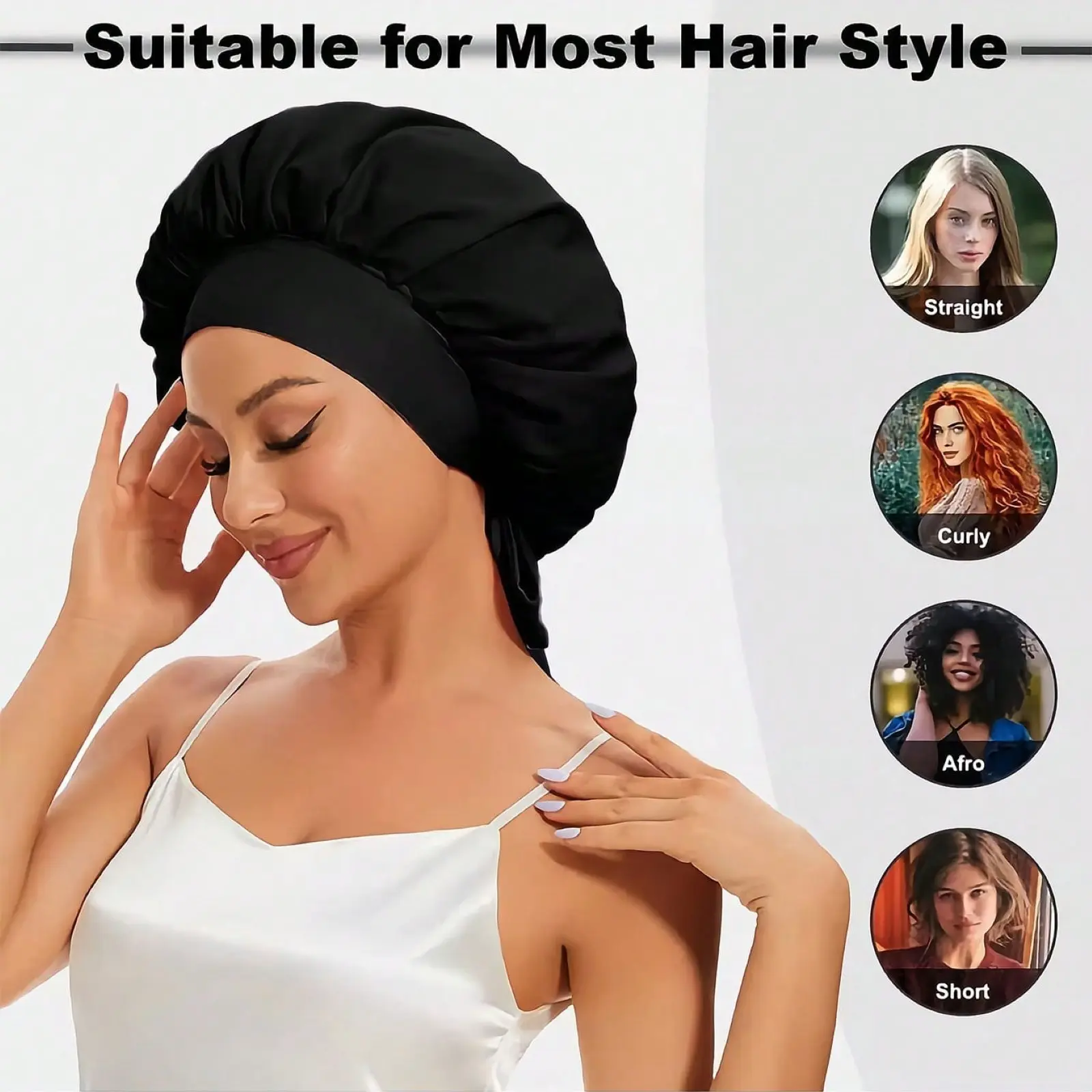 1pc Luxurious Satin & Silk Bonnet For Sleeping - Adjustable Comfort Fit With Tie Band - Unisex Night Hair Protection For Men & Womenhome Bathroom Decor Haircare Haircare