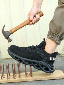 Men's Anti-smash and Anti-puncture Work Shoes, Casual Breathable Comfortable Blade Sole Sports Shoes, Fashionable Non-slip Safety Shoes for Daily Wear, Shoes for Men