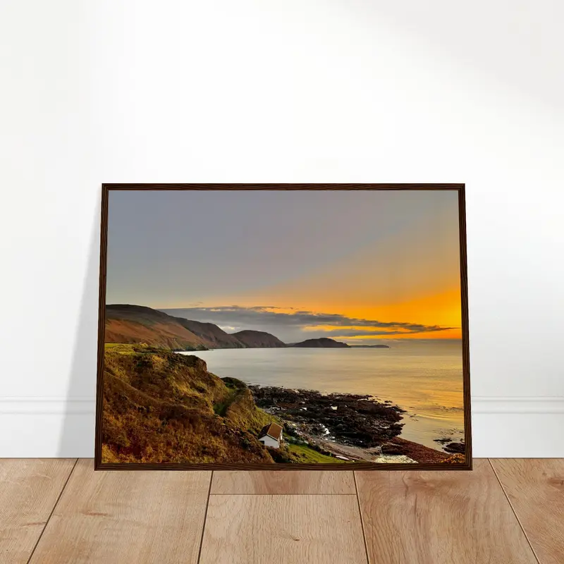Niarbyl Sunset Isle of Man Museum-Quality Matte Paper Wooden Framed Poster 18x24″ inches 3