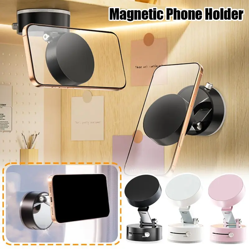 360° Magnetic Car Phone Holder Vacuum Suction Dashboard Mount with Dual Magnetic Base for Drivers, 360 Rotation & Anti Slip Design 2