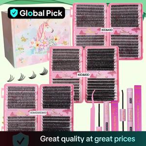 Mixed Length False Eyelashes Kit, 1 Set Curling False Eyelashes with Eyelash Glue & Tweezers, Professional Eye Makeup Accessories for Women, Cosmetic